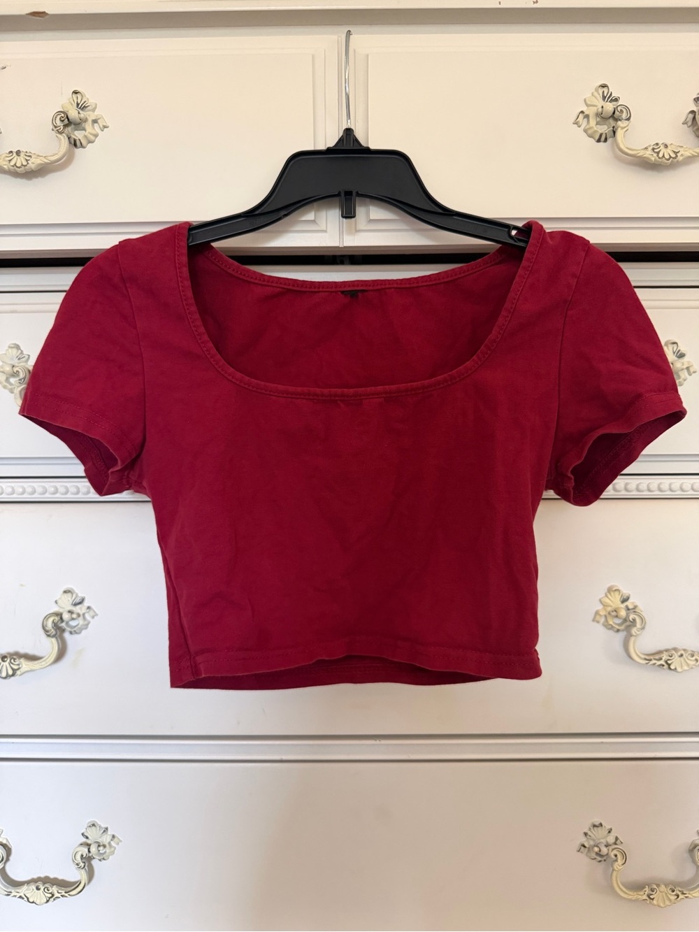 SHEIN Square Neck Crop Top - Red/Burgundy